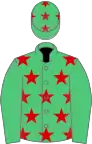 EMERALDGREEN, Red stars, EmeraldGreen sleeves, EmeraldGreen cap and Red stars