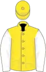 Yellow, white sleeves, yellow cap