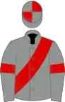 Grey, red sash and armlets, quartered cap