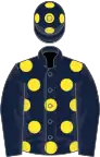 Dark blue, yellow spots, dark blue sleeves