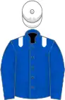 Royal blue, white epaulets, white cap