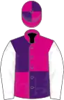 Cerise and purple (quartered), white sleeves