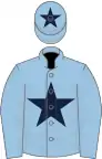 Light blue, dark blue star, light blue sleeves, light blue cap, dark blue star