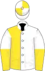 White and yellow (halved), halved sleeves, quartered cap