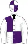 Purple and white (quartered), white sleeves