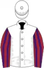 White, maroon and purple striped sleeves
