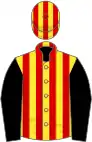 Yellow and red stripes, black sleeves