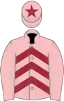 Pink, maroon chevrons on body and star on cap