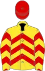 Yellow, red chevrons, red cap