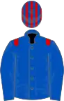 Royal blue, red epaulets, striped cap
