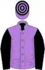 Lavender, black sleeves, hooped cap