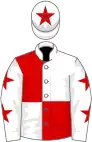 White and red (quartered), white sleeves, red stars, white cap, red star