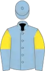 Light blue, yellow and light blue halved sleeves