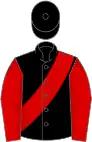 Black, red sash and sleeves