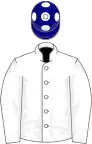 White, navy blue cap, white spots