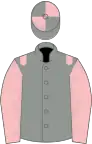 Grey, pink epaulets and sleeves, quartered cap