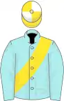 Pale blue, yellow sash, yellow and white quartered cap