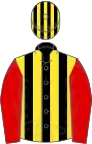 Black and yellow stripes, red sleeves