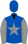 Royal blue, grey star and sleeves