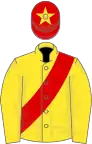 Yellow, red sash, red cap, yellow star