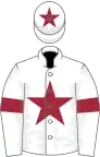 White, maroon star, armlets and star on cap