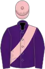 Purple, pink sash and cap
