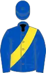 Royal blue, yellow sash