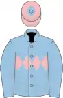 Light blue, pink triple diamond, pink cap, blue diamond