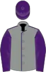 Grey, purple seams, sleeves and cap
