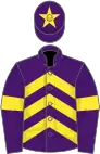 Purple, yellow chevrons, armlets and star on cap