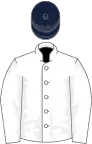 White, dark blue cap