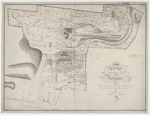 Plan du cimetière du Père-Lachaise, 1828