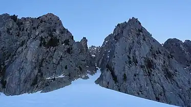 Triangle du Pélago et son couloir de gauche (dit « couloir ouest de la baisse du Pélago »).