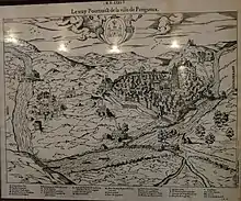 Dessin de 1575 représentant Le vray Pourtraict de la ville de Perigueux, typolithographie d'Auguste Dupont.