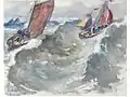 Pêche en mer, aquarelle, 1933 (22 x 28 cm)