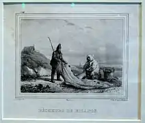 Pêcheurs de Biganos, lithographie de Logé d’après G. de Galard