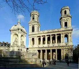 Église Saint-Sulpice, à Paris, avec la tour sud construite par Oudot de Maclaurin