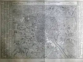 Paris en 1760 - Plan de la Ville et des faubourgs de Paris divisé en ses vingt quartiers.