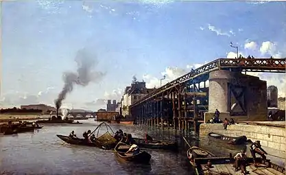 Vue de Paris, la Seine, l'Estacade, (1853).