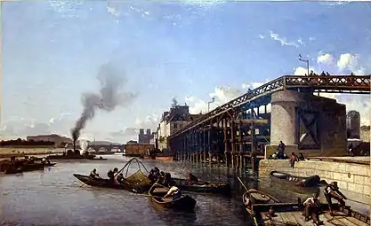 Pont de l'Estacade en 1853 -  Johan Barthold Jongkind (musée des Beaux-Arts d'Angers).