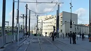 Raccordement en attente entre T8 et T1, au croisement des deux lignes.