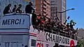 Bus du Stade toulousain décoré spécialement pour fêter le doublé.