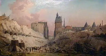 Hubert Robert, La Démolition des maisons du Pont-au-Change, en 1788, Paris, musée Carnavalet.