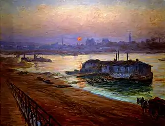 La Seine au pont de Grenelle, vers 1904,Gaston Prunier,musée Carnavalet,en arrière-plan le pont Mirabeau.