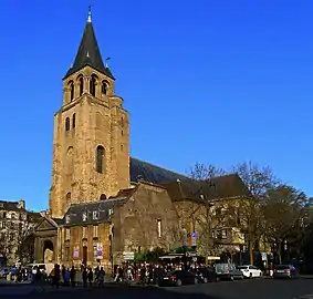 Vue générale de l'église depuis le boulevard Saint-Germain (sud-ouest).