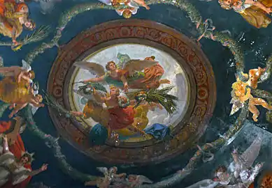 Fresque de la voûte : Anges préparant l'Apothéose de saint Maurice.