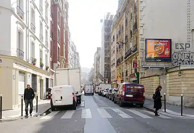 Rue Hermel vue en direction du sud depuis la rue du Simplon.