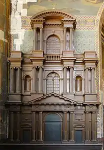 Maquette de la façade en ébénisterie.