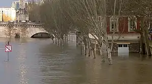 Port de la Tournelle inondé (inondation de janvier 2018).