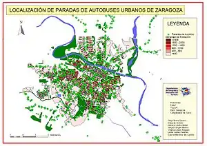 Les arrêts de bus de Saragosse